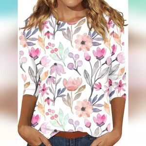 Floral 3/4 sleeve blouse